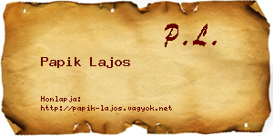 Papik Lajos névjegykártya